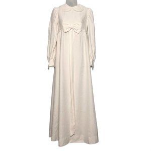 1970s Ivory Wedding Dress Prairie Cottage Bohemian Style Long Peasant Sleeves